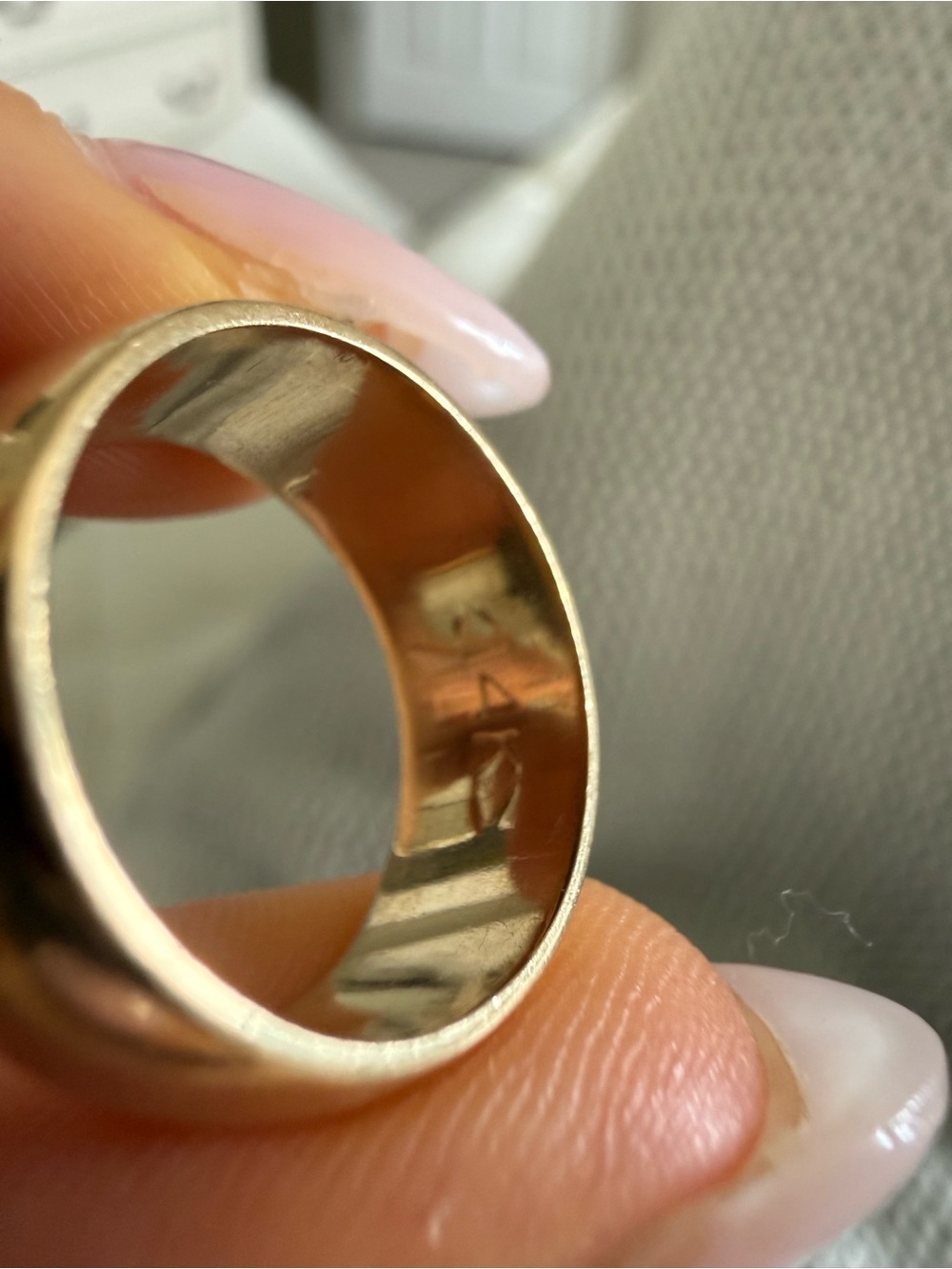 14K Solid Yellow Gold Wide Band Ring 5g Vintage - Picture 4 of 6